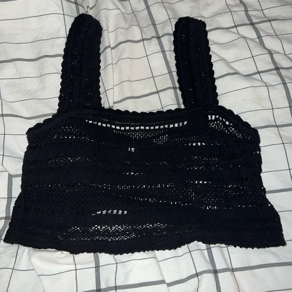 Black Crochet Crop Top